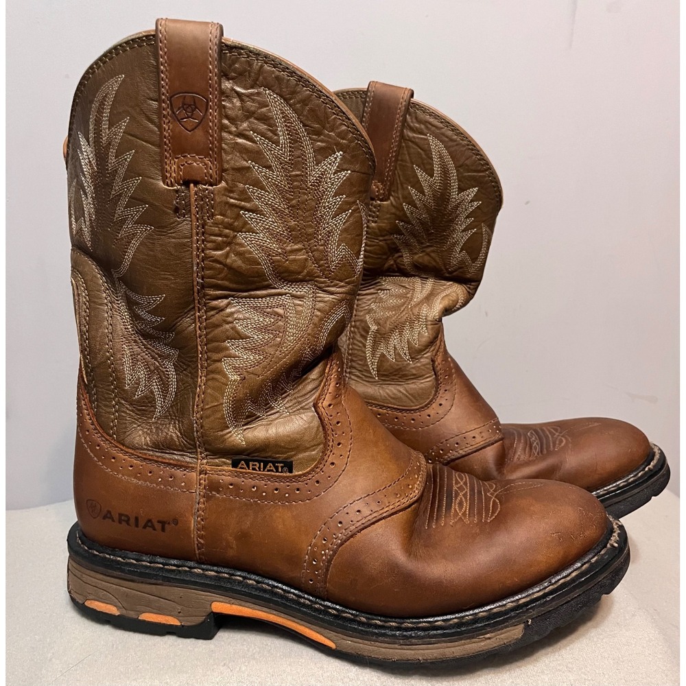Ariat Work Groundbreaker Mens 10.5D Brown Leather Western Boots